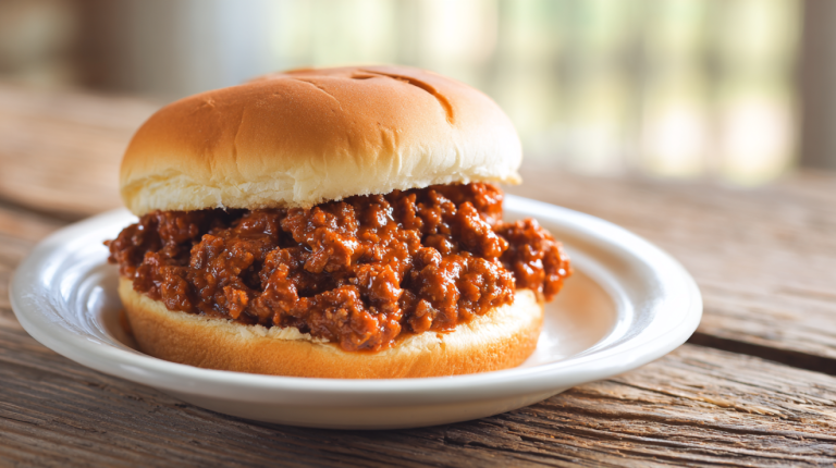 Easy sloppy joe recipe 3 ingredients on a toasted bun