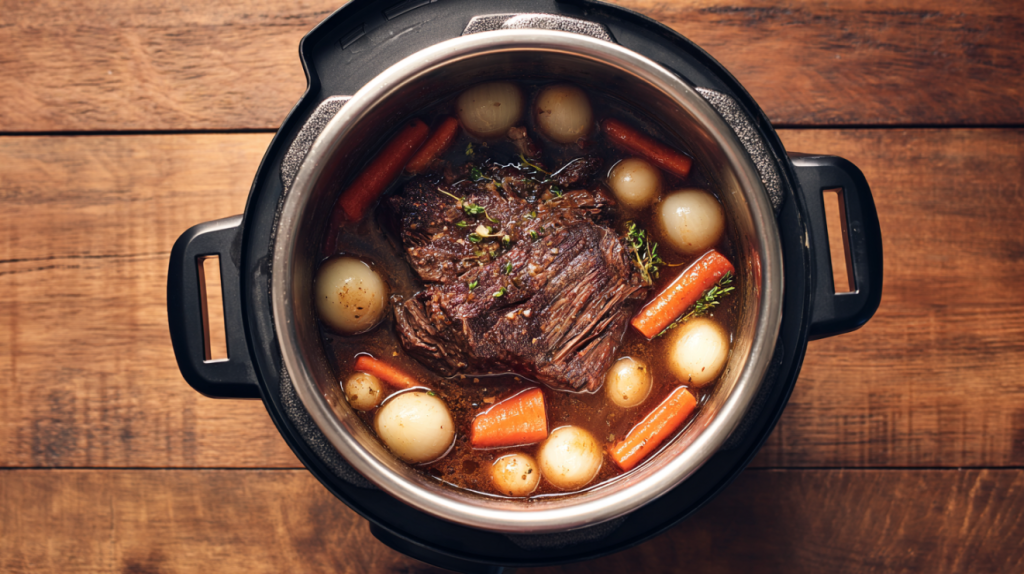 Fork-tender Instant Pot pot roast with Southern-style gravy and root vegetables
