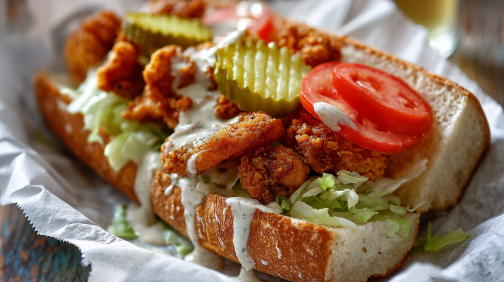 Leftover buttermilk fried bullfrog legs used in a crispy frog leg po'boy sandwich 