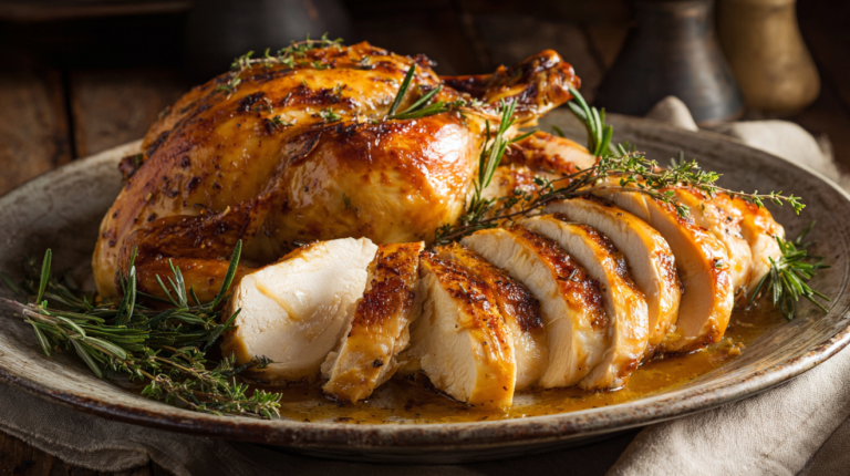 Perfectly roasted and carved whole chicken ready for a Southern Sunday dinner